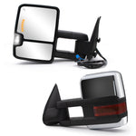 Load image into Gallery viewer, Towing Mirrors  for 2003 2004 2005 2006 Chevy Silverado GMC Sierra 1500 2500 3500 Suburban Yukon XL Tahoe Pickup Truck Power Heated Turn Signal Arrow Signal Light Auxiliary Light Chrome Cap 32CR-F
