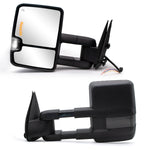 Load image into Gallery viewer, Towing Mirrors  for 1999 2000 2001 2002 Chevy Silverado GMC Sierra 1500 2500 3500 Pickup Truck Power Heated Arrow Signal Turn Signal Auxiliary Light Smoke Lamp Black Cap 31BS-F
