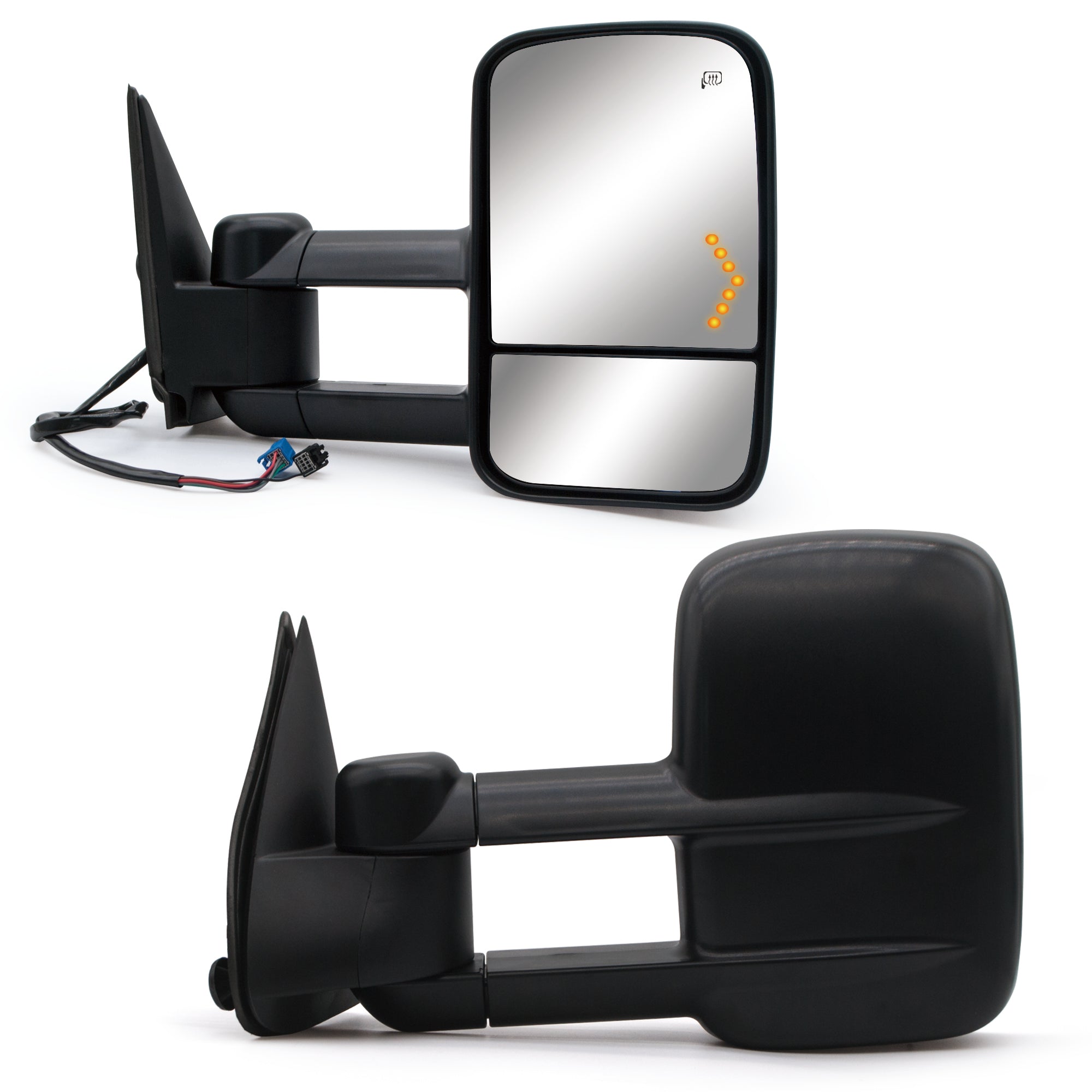 Towing Mirrors  for 2003 2004 2005 2006 Chevy Silverado GMC Sierra 1500 2500 3500 Suburban Yukon XL Tahoe Pickup Truck Power Heated Glass Arrow Turn Signal Light Black Cap 30BF