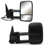 Load image into Gallery viewer, Towing Mirrors  for 2003 2004 2005 2006 Chevy Silverado GMC Sierra 1500 2500 3500 Suburban Yukon XL Tahoe Pickup Truck Power Heated Glass Arrow Turn Signal Light Black Cap 30BF
