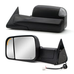 Load image into Gallery viewer, Towing Mirrors  for 1998-2001 Dodge Ram 1500 2500 3500, 2002 Dodge Ram 2500 3500 Pickup Truck Power, Heated, Turn Signal, Arrow Signal Light, Manual Flip Up, Black 13BF
