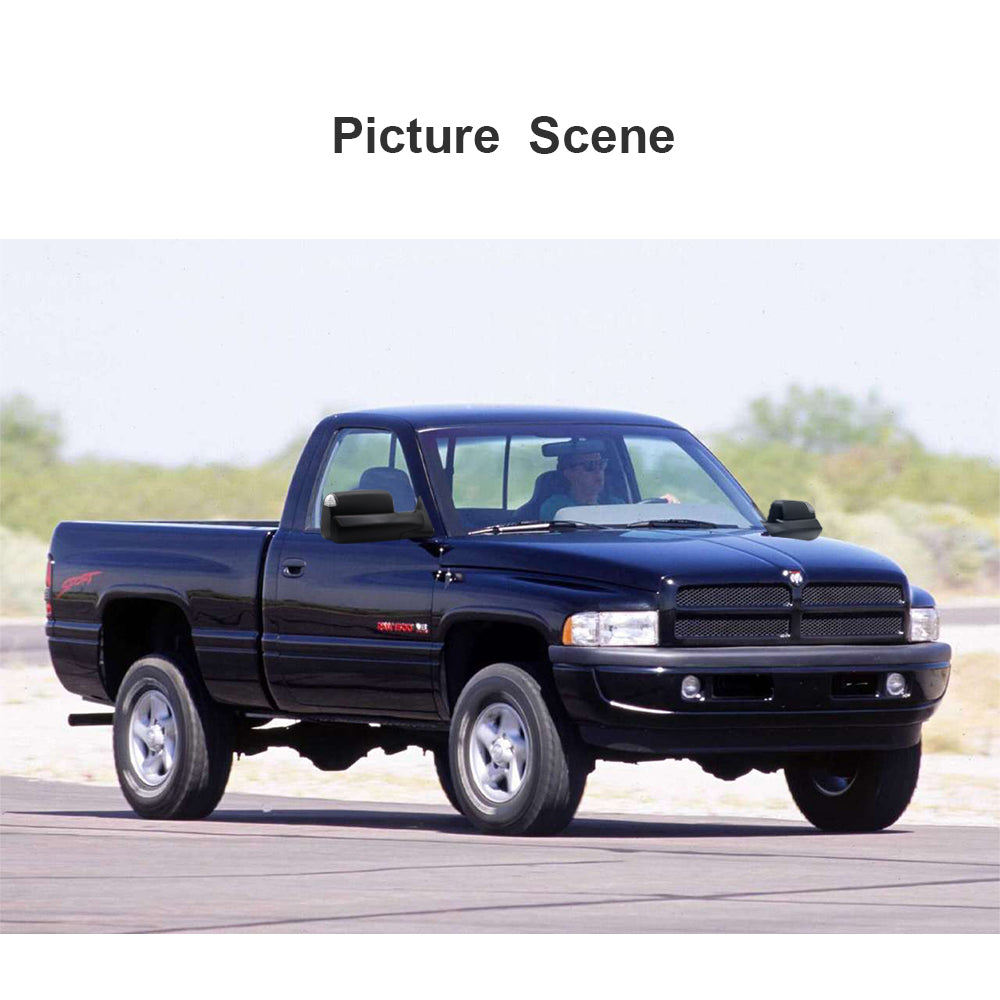 Towing Mirrors  for 1998-2001 Dodge Ram 1500 2500 3500, 2002 Dodge Ram 2500 3500 Pickup Truck Power, Heated, Turn Signal, Arrow Signal Light, Manual Flip Up, Black 13BF