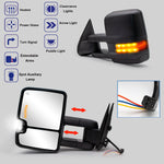 Load image into Gallery viewer, Towing Mirrors  for 1999 2000 2001 2002 Chevy Silverado GMC Sierra 1500 2500 3500 Pickup Truck Power Heated Arrow Signal Turn Signal Auxiliary Light Smoke Lamp Black Cap 31BS-F
