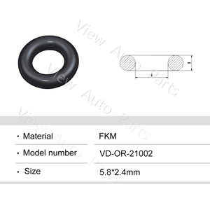 Fuel Injector Rubber Seal Orings for Fuel Injector Repair Kits FKM & Rubber Heat Resistant, Size: 5.8*2.4mm OR-21002