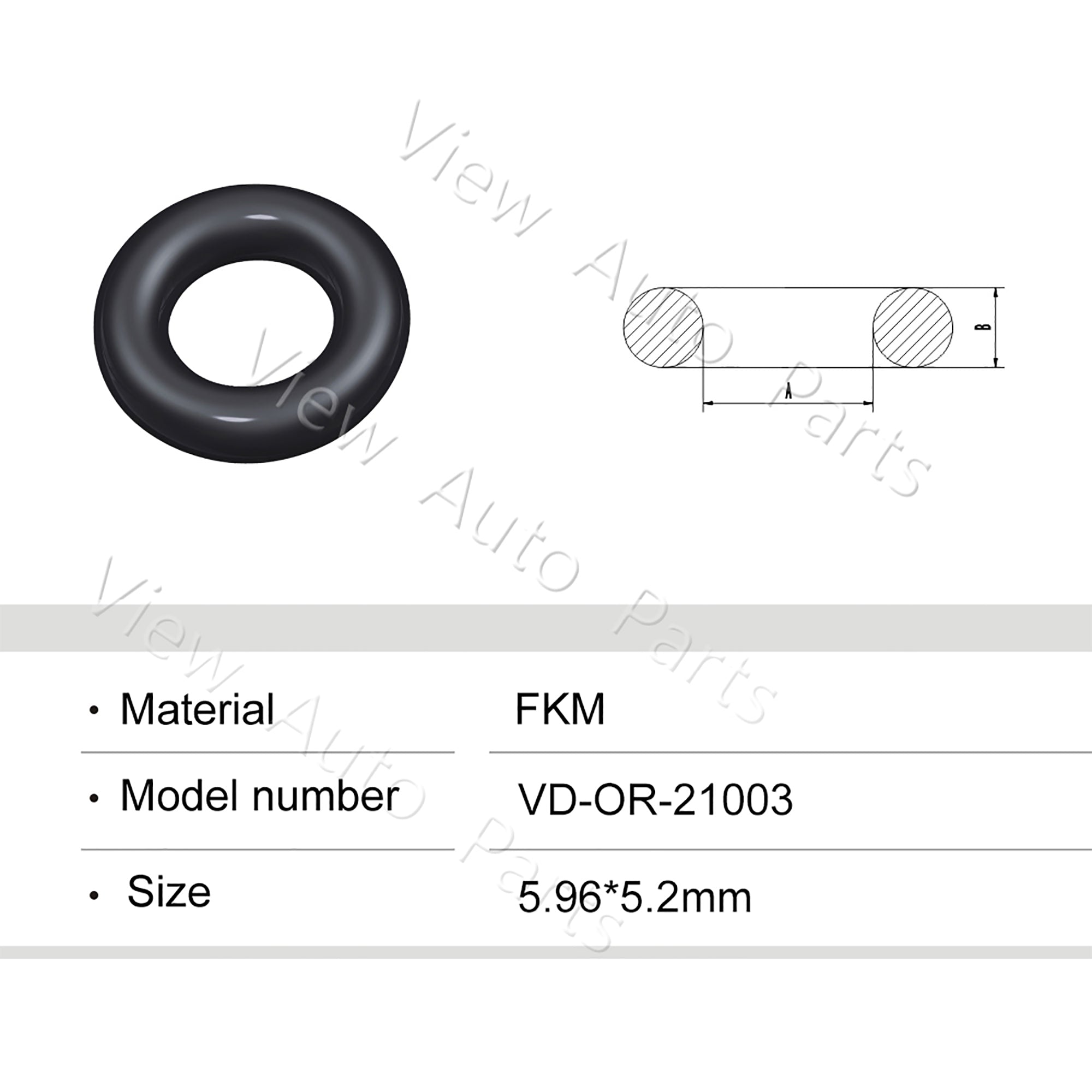 Fuel Injector Rubber Seal Orings for Bosch Fuel Injector Repair Kits FKM& Rubber Heat Resistant, Size: 5.96*5.2mm OR-21003