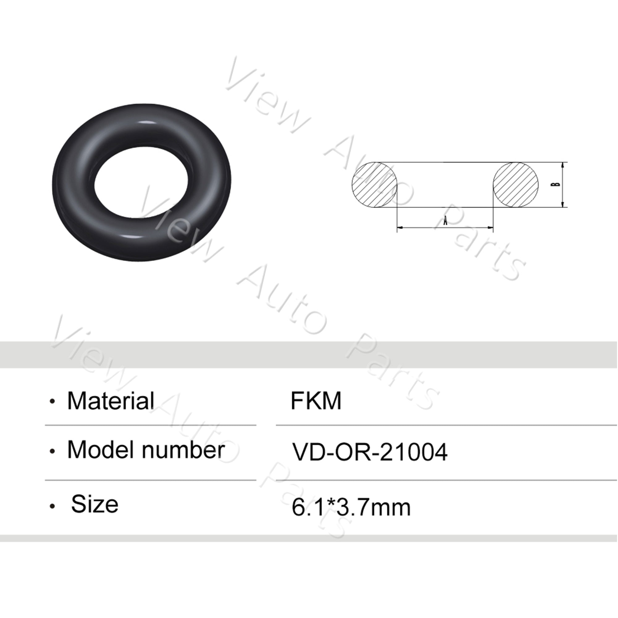Fuel Injector Rubber Seal Orings for Fuel Injector Repair Kits FKM & Rubber Heat Resistant, Size: 6.1*3.7mm OR-21004