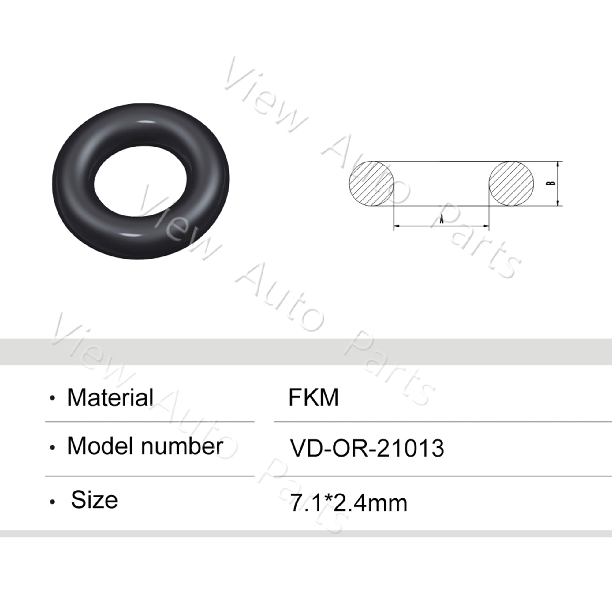 Fuel Injector Rubber Seal Orings for Fuel Injector Repair Kits FKM& Rubber Heat Resistant, Size: 7.1*2.4mm OR-21013