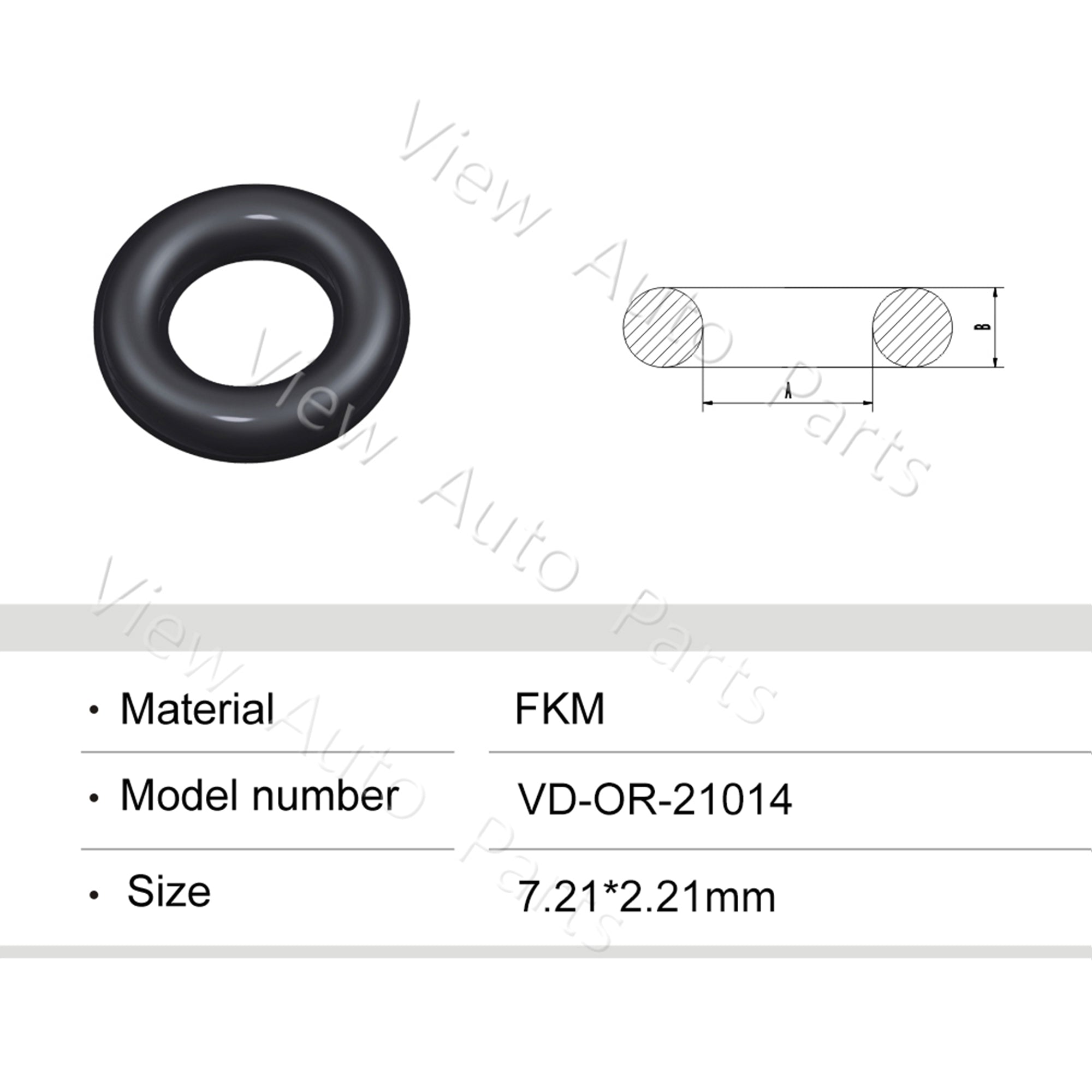 Fuel Injector Rubber Seal Orings for Honda Car Fuel Injector Repair Kits FKM& Rubber Heat Resistant, Size: 7.21*2.21mm OR-21014