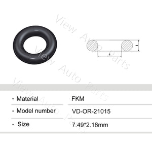 Fuel Injector Rubber Seal Orings for Mazda Fuel Injector Repair Kits FKM& Rubber Heat Resistant, Size: 7.49*2.16mm OR-21015