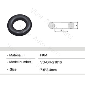 Fuel Injector Rubber Seal Orings for Fuel Injector Repair Kits FKM & Rubber Heat Resistant, Size: 7.5*2.4mm OR-21016
