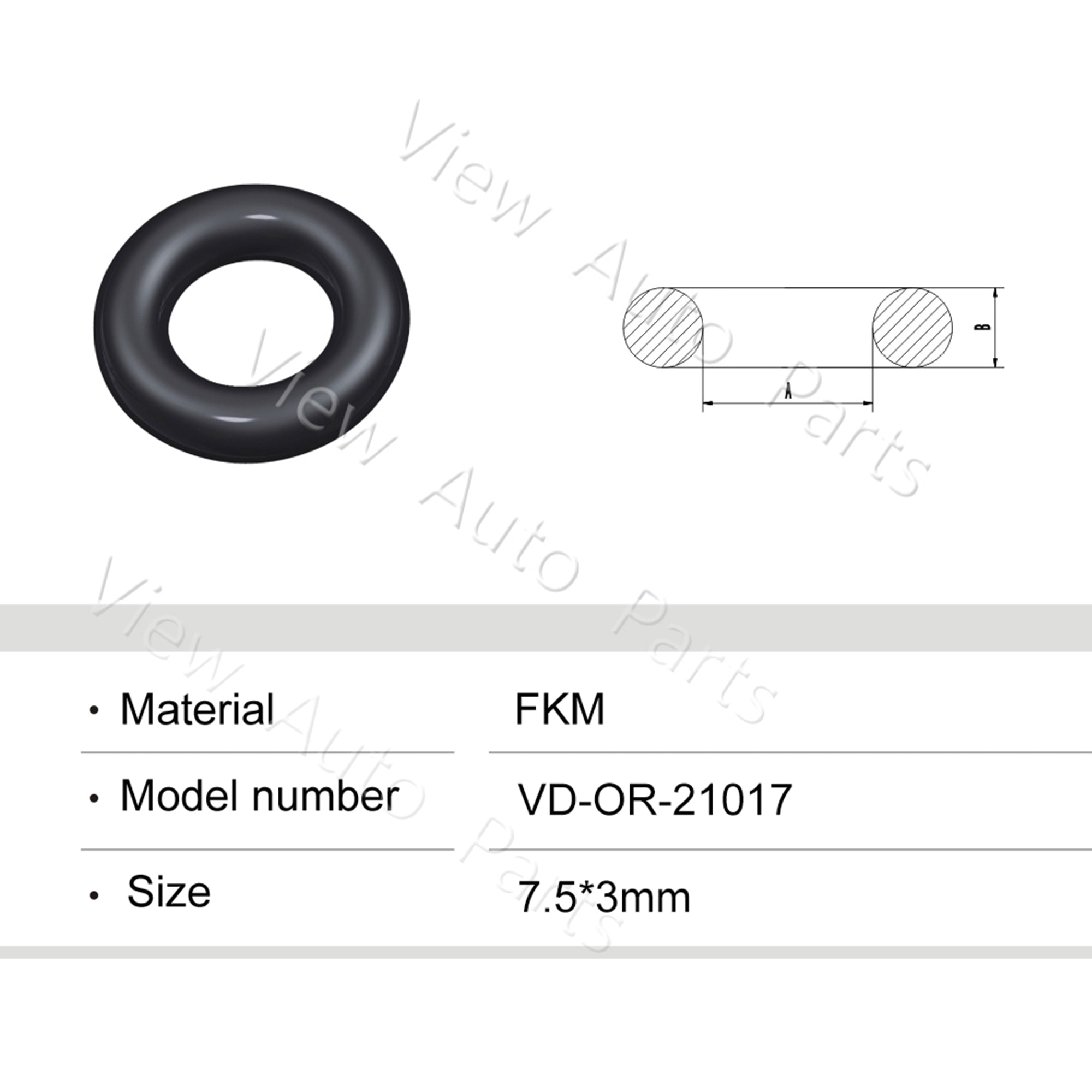 Fuel Injector Repair Kits FKM & Rubber Heat Resistant, Size: 7.5*3mm OR-21017