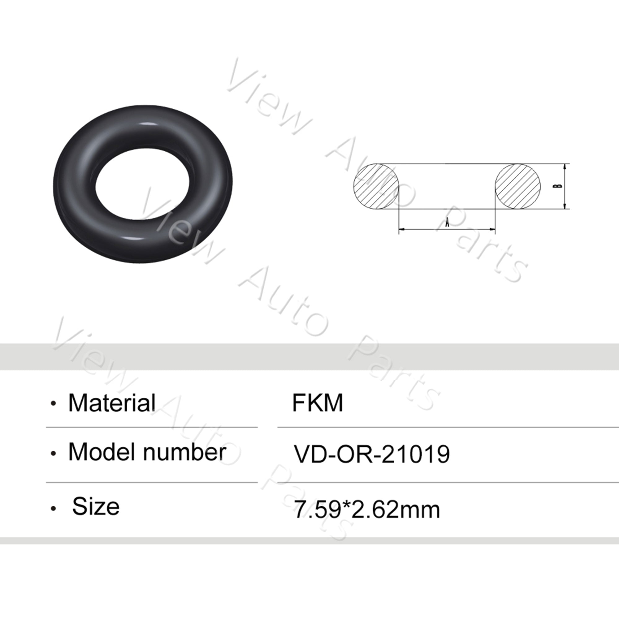 Fuel Injector Rubber Seal Orings for Renault Clio and Fiat Fuel Injector Repair Kits FKM& Rubber Heat Resistant, Size: 7.59*2.62mm OR-21019