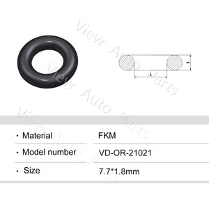Fuel Injector Rubber Seal Orings for Fuel Injector Repair Kits FKM& Rubber Heat Resistant, Size: 7.7*1.8mm OR-21021