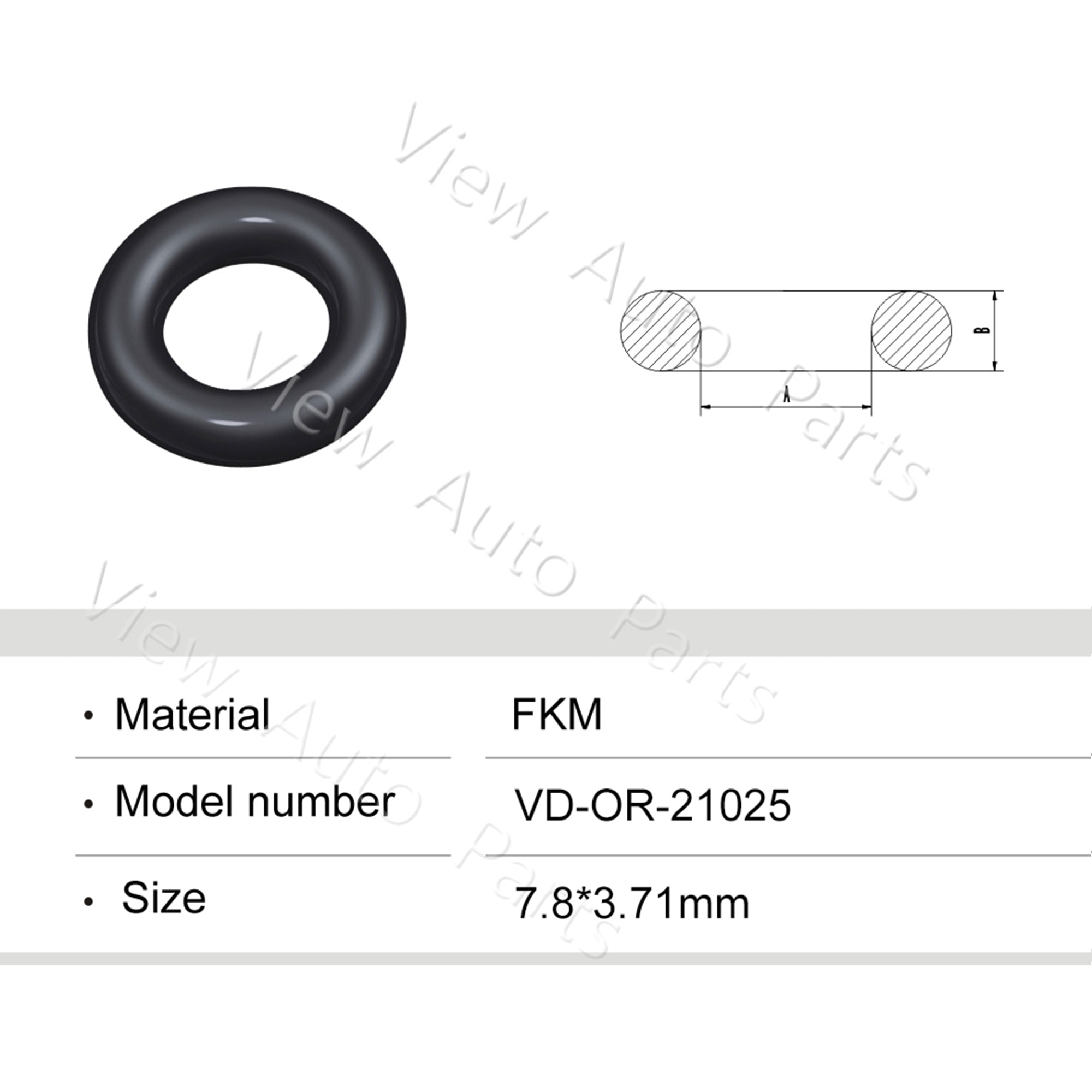 Fuel Injector Rubber Seal Orings for Renaulte Denso 280158034 Fuel Injector Repair Kits FKM & Rubber Heat Resistant, Size: 7.8*3.71mm OR-21025