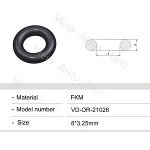 Fuel Injector Rubber Seal Orings for Mazda Mitsubish Fuel Injector Repair Kits FKM & Rubber Heat Resistant, Size: 8*3.25mm OR-21026