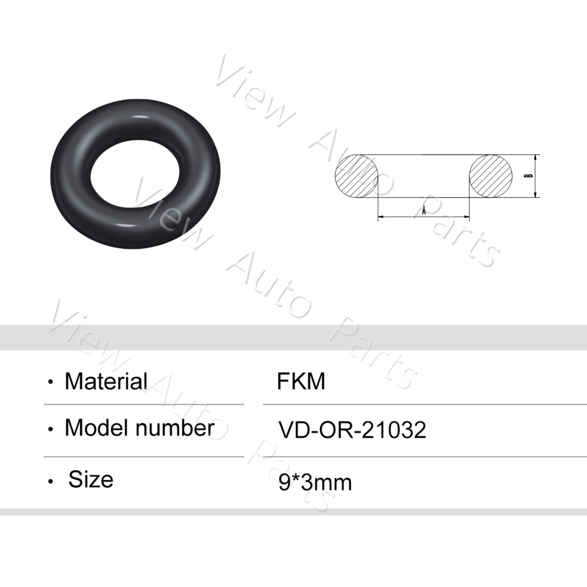 Fuel Injector Rubber Seal Orings for Toyota Fuel Injector Repair Kits FKM & Rubber Heat Resistant, Size: 9*3mm OR-21032