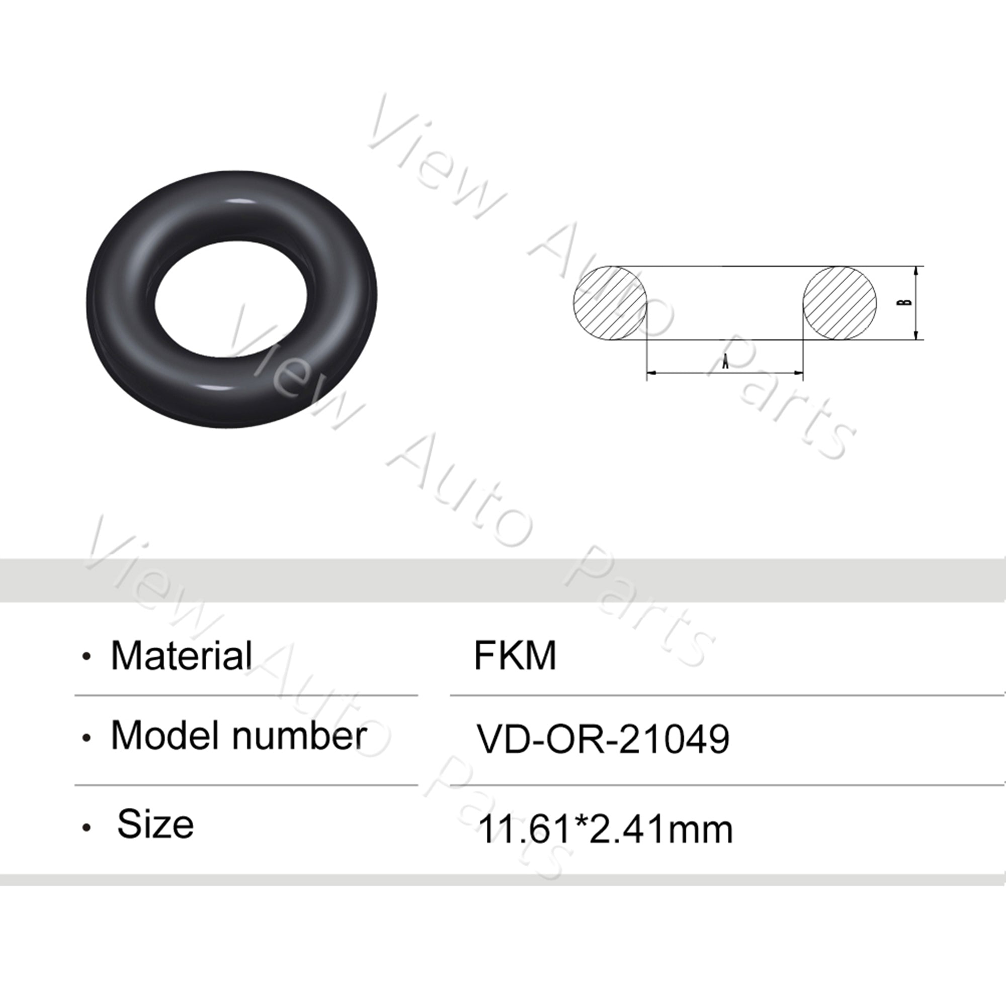 Fuel Injector Rubber Seal Orings for Fuel Injector Repair Kits FKM & Rubber Heat Resistant, Size: 11.61*2.41mm OR-21049