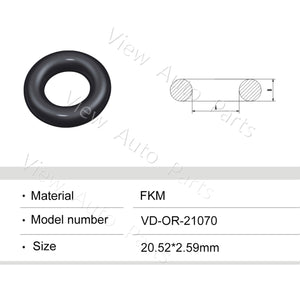 Fuel Injector Rubber Seal Orings for Suzuk Fuel Injector Repair Kits FKM & Rubber Heat Resistant, Size: 20.52*2.59mm OR-21070