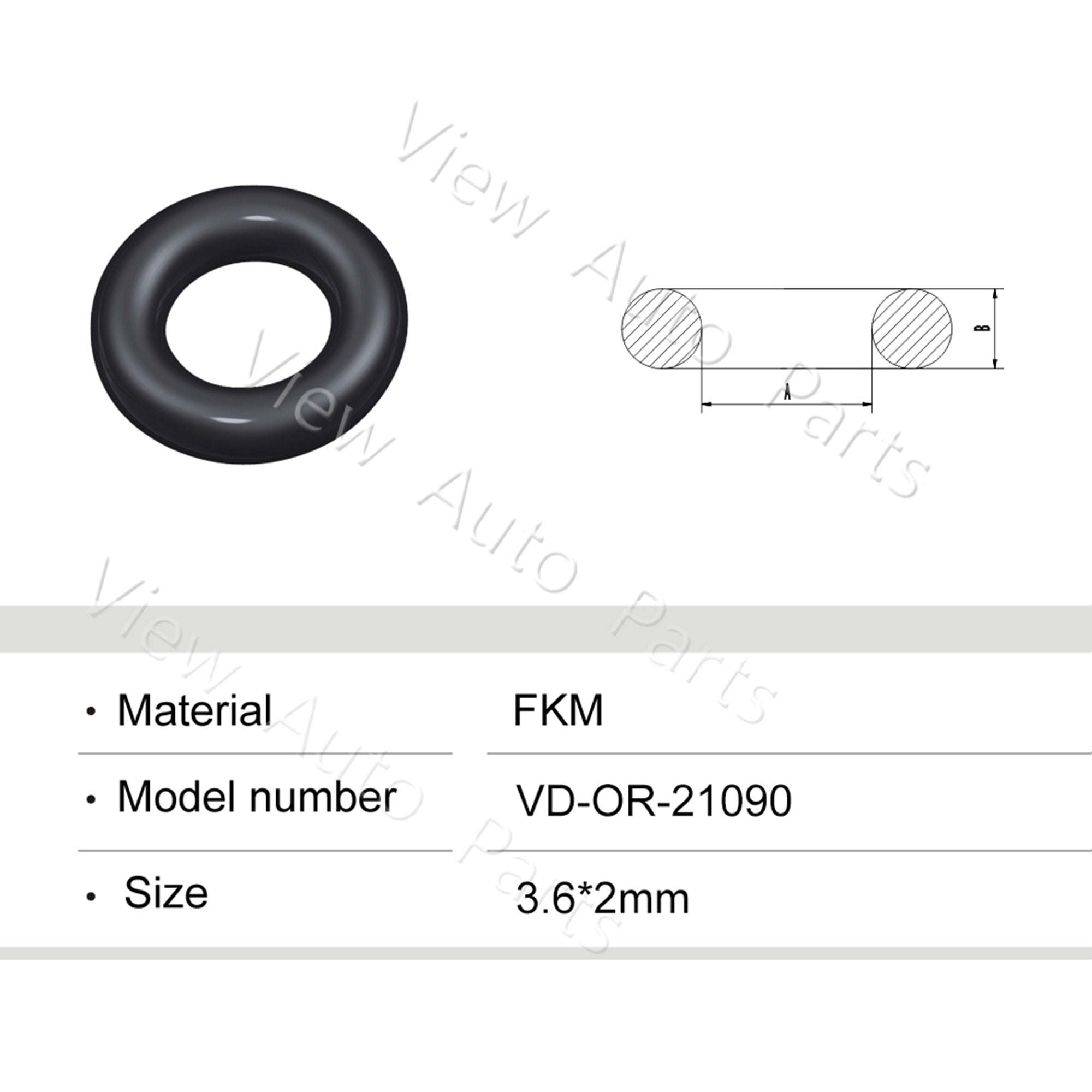 Fuel Injector Rubber Seal Orings for Fuel Injector Repair Kits FKM & Rubber Heat Resistant, Size: 3.6*2mm OR-21090