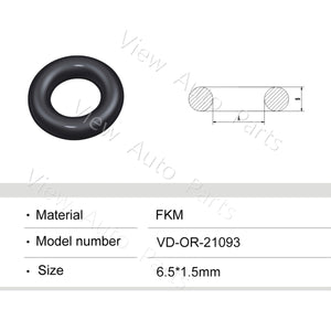 Fuel Injector Rubber Seal Orings for Fuel Injector Repair Kits FKM & Rubber Heat Resistant, Size: 6.5*1.5mm OR-21093