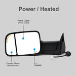 Load image into Gallery viewer, Towing Mirrors  for 1998-2001 Dodge Ram 1500 2500 3500, 2002 Dodge Ram 2500 3500 Pickup Truck Power, Heated, Turn Signal, Arrow Signal Light, Manual Flip Up, Black 13BF
