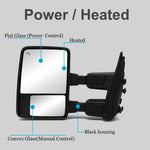 Load image into Gallery viewer, WLLW Towing Mirrors fit for 1999-2016 Ford F250 F350 F450 F-550 Super Duty Power Heated Smoke LED Turn Signal Lamp Auxiliary Light Temperature Sensor Pickup Truck Black Housing 40BSF
