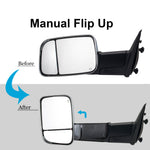 Load image into Gallery viewer, WLLW Passenger Right Side Towing Mirrors fit for 2009-2018 Dodge Ram 1500 2500 3500 Pickup with Power Adjusted, Heated, Turn Signal Light, Puddle Lamp, Chrome Cap 05CRF
