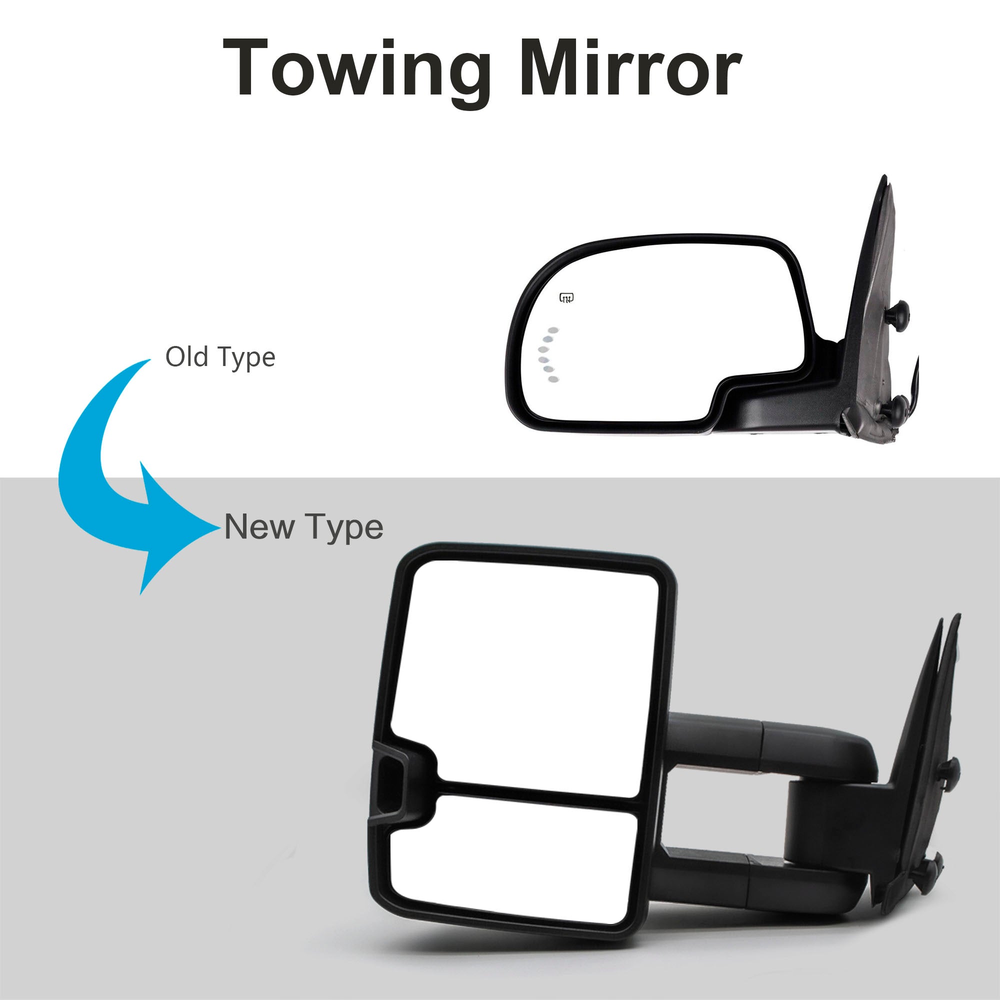 Towing Mirrors  for 1999 2000 2001 2002 2003 2004 2005 2006 Chevy Silverado GMC Sierra 1500 2500 3500 Suburban Yukon XL Tahoe Pickup Truck Turn Signal Auxiliary Light Manual Folding Black Cap 33BS-F