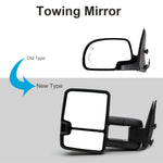 Load image into Gallery viewer, Towing Mirrors  for 1999 2000 2001 2002 2003 2004 2005 2006 Chevy Silverado GMC Sierra 1500 2500 3500 Suburban Yukon XL Tahoe Pickup Truck Turn Signal Auxiliary Light Manual Folding Black Cap 33BS-F
