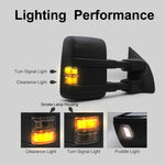 Load image into Gallery viewer, WLLW Towing Mirrors fit for 1999-2016 Ford F250 F350 F450 F-550 Super Duty Power Heated Smoke LED Turn Signal Lamp Auxiliary Light Temperature Sensor Pickup Truck Black Housing 40BSF
