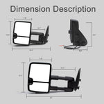 Load image into Gallery viewer, Towing Mirrors  for 1999 2000 2001 2002 2003 2004 2005 2006 Chevy Silverado GMC Sierra 1500 2500 3500 Suburban Yukon XL Tahoe Pickup Truck Turn Signal Auxiliary Light Manual Folding Black Cap 33BS-F
