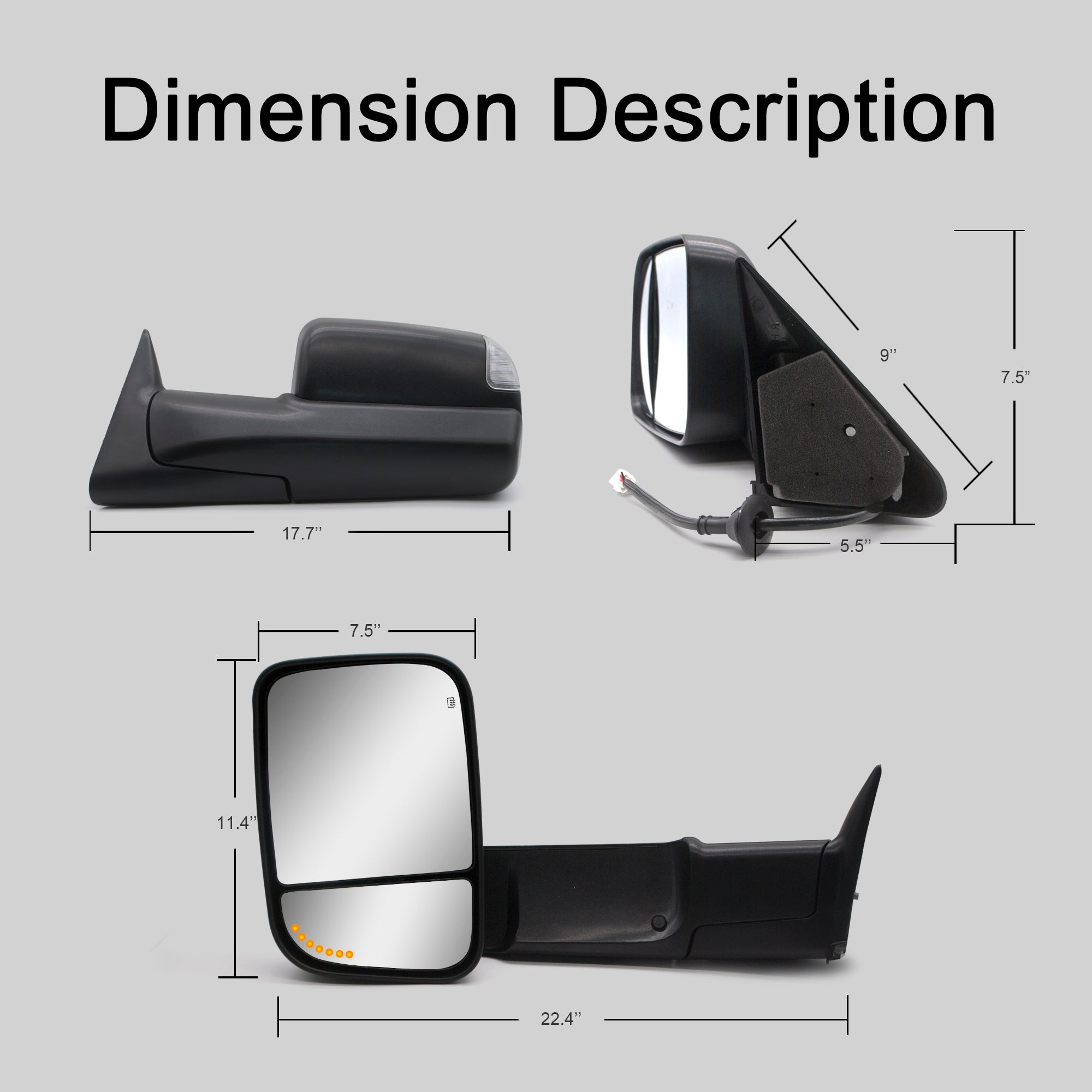 ITOPUP Towing Mirrors Fit for 1998-2001 for Dodge for Ram ITOPUP Towing Mirrors Fit for 1998-2001 for Dodge for Ram