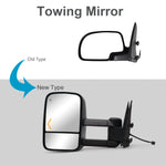 Load image into Gallery viewer, Towing Mirrors  for 1999-2002 Chevy Silverado GMC Sierra 1500 2500 3500, 2001 2002 for Tahoe Yukon Yukon XL Denali, Power Heated Glass Arrow Turn Signal Light Manual Telescoping Black Cap 29BF
