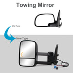 Load image into Gallery viewer, Towing Mirrors  for 2003 2004 2005 2006 Chevy Silverado GMC Sierra 1500 2500 3500 Suburban Yukon XL Tahoe Pickup Truck Power Heated Glass Arrow Turn Signal Light Black Cap 30BF
