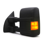 Load image into Gallery viewer, WLLW Driver Left Side Towing Mirrors fit for 1999-2016 Ford F250 F350 F450 F-550 Super Duty Power Heated Amber LED Turn Signal Lamp Auxiliary Light Pickup Truck Black Housing 40BLF
