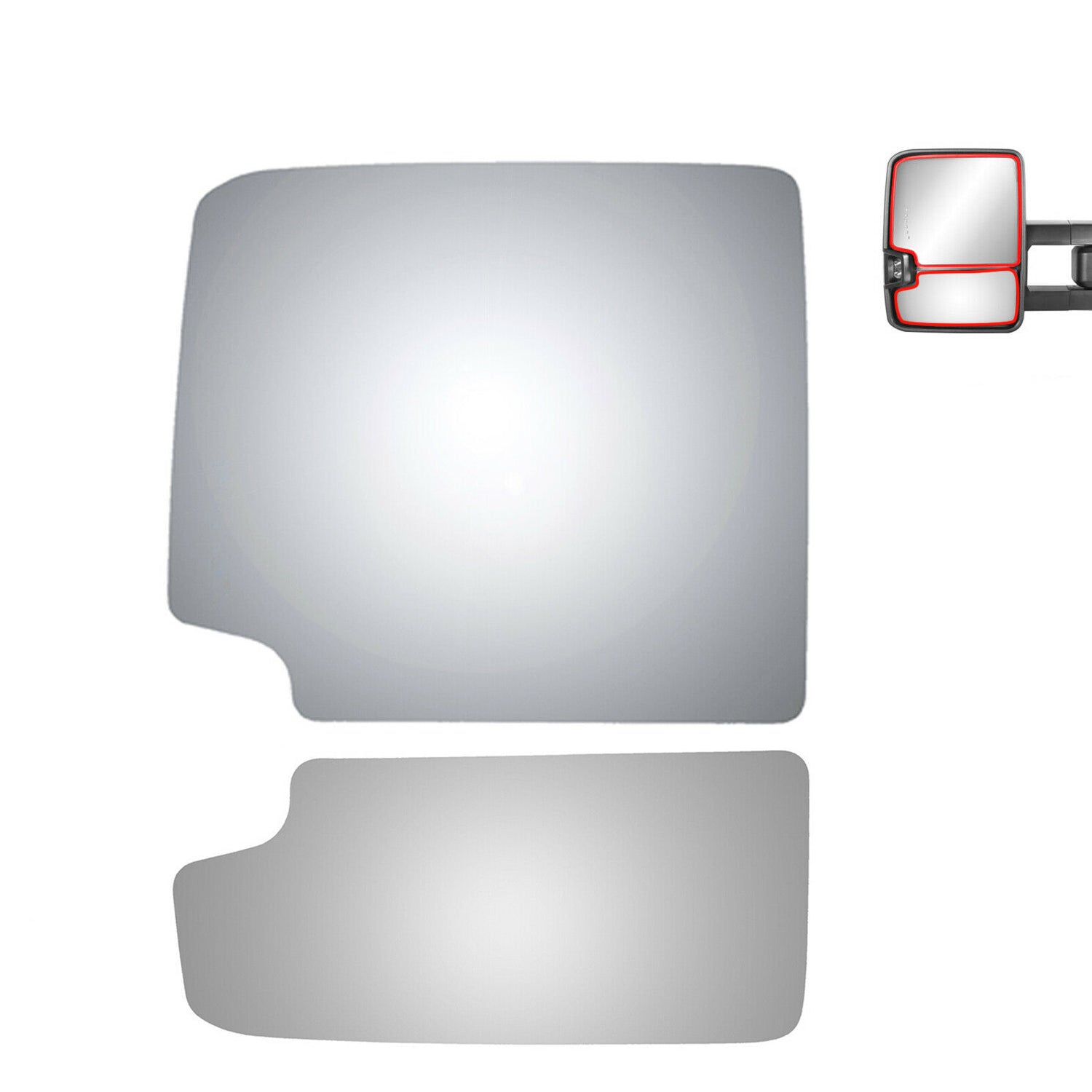 WLLW a Pair of Towing Mirror Glass for Cadillac Escalade/ Chevy Avalanche Blazer /GMC Jimmy Sierra Yukon, Driver Left/Passenger Right/The Both Sides Upper&Lower Flat Convex D-0019