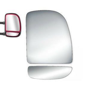 WLLW a Pair of Towing Mirror Glass Replacement for Ford E-Series Econoline/ Excursion/ F250 F350 F450 F550 Super Duty, Driver Left LH/Passenger Right RH/The Both Sides Upper&Lower Flat Convex D-0004