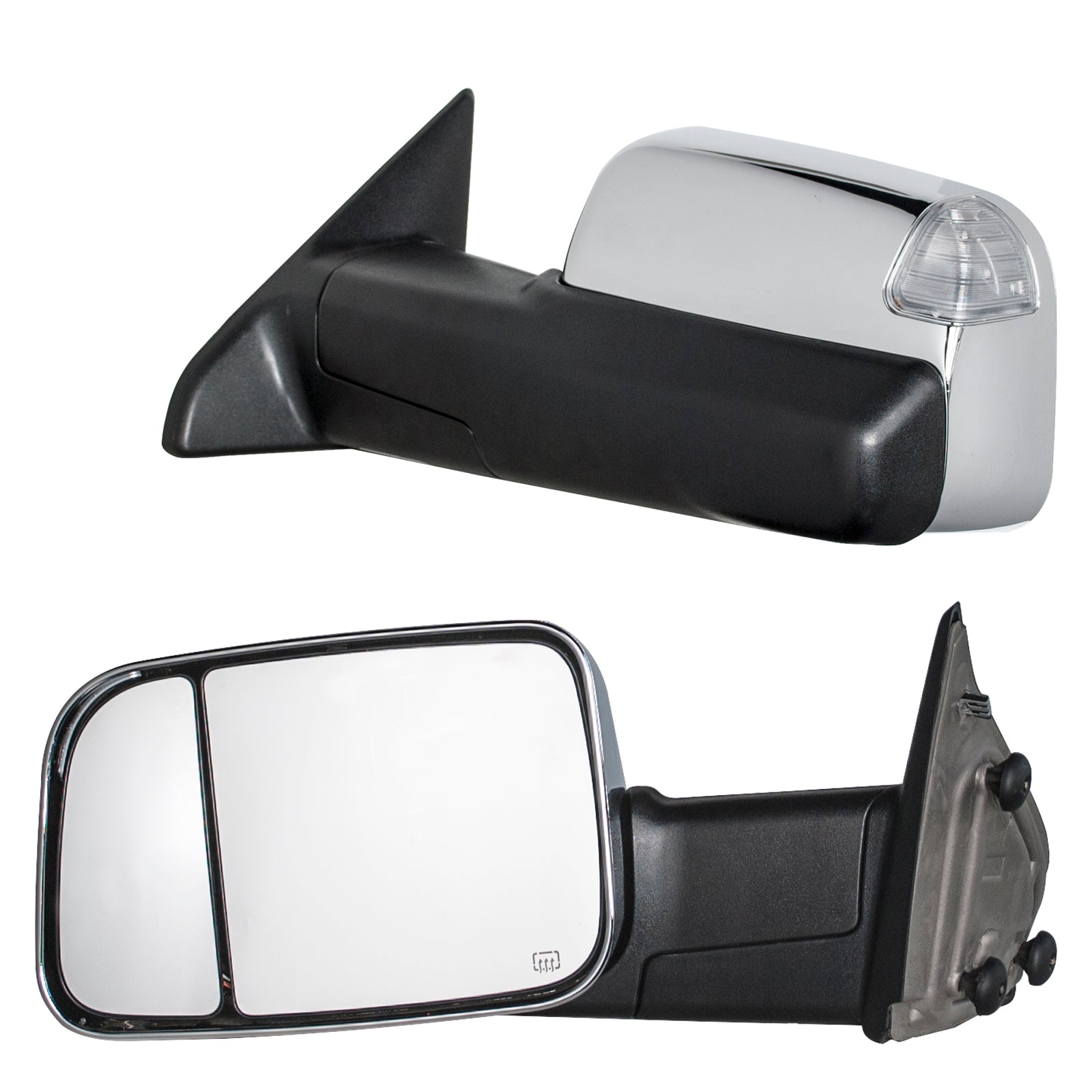 Towing Mirrors for 2009-2018 Dodge Ram 1500 2500 3500 Power Heated Turn Signal, Chrome Cap 5C