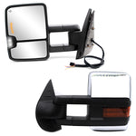 Load image into Gallery viewer, Towing Mirrors fit for 2007-2014 Chevy Suburban Silverado 1500 2500 3500 GMC Yukon Sierra Tahoe Heated Power Arrow Light Turn Signal Manual Folding Chrome Cap Backup Amber Lamp 26CR
