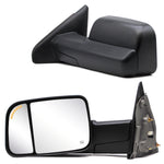 Load image into Gallery viewer, Towing Mirrors for 2002-2008 Dodge Ram 1500, 2003-2009 Dodge Ram 2500/3500 Pickup Truck, Power Heated Arrow Signal on Glass Puddle Lamp Manual Folding Black Housing 9B
