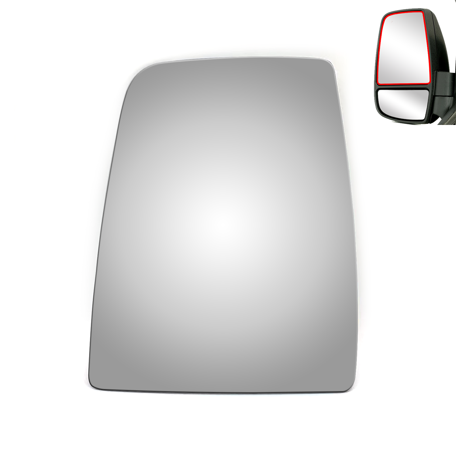 WLLW Upper Mirror Glass Replacement for 2015-2021 Ford Transit 150/250/350/350 HD, 2022-2023 E-TRANSIT, Driver Left Side LH/Passenger Right Side RH/The Both Sides Flat Convex M-0070