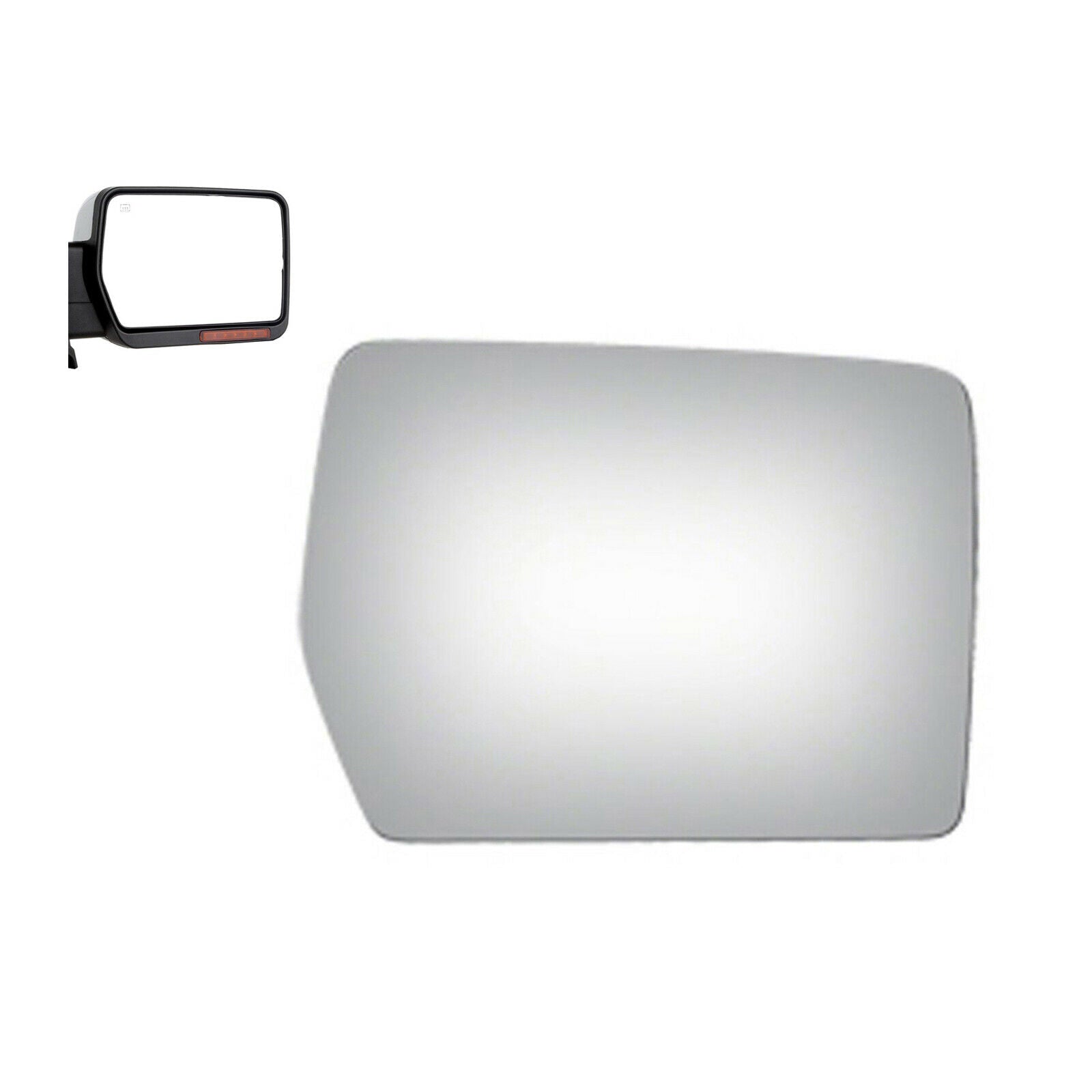 WLLW Replacement Mirror Glass for 2009-2014 Ford F150 Full Size Pickup Truck, Driver Left Side LH/Passenger Right Side RH/The Both Sides Flat Convex M-0012