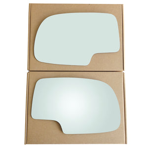 WLLW Mirror Glass Replacement for  Cadillac Escalade/ Chevrolet Avalanche  Silverado Suburban Tahoe/ GMC Sierra Yukon, Driver Left /Passenger Right /The Both Sides Flat Convex M-0018