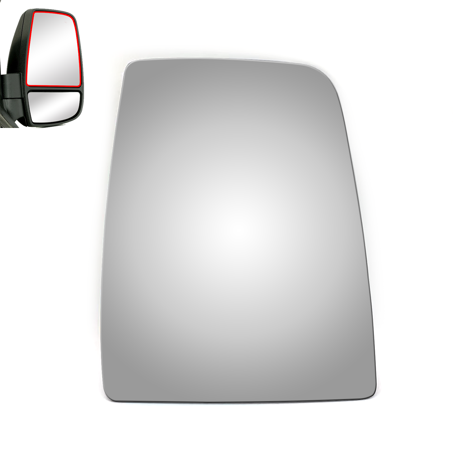 WLLW Upper Mirror Glass Replacement for 2015-2021 Ford Transit 150/250/350/350 HD, 2022-2023 E-TRANSIT, Driver Left Side LH/Passenger Right Side RH/The Both Sides Flat Convex M-0070