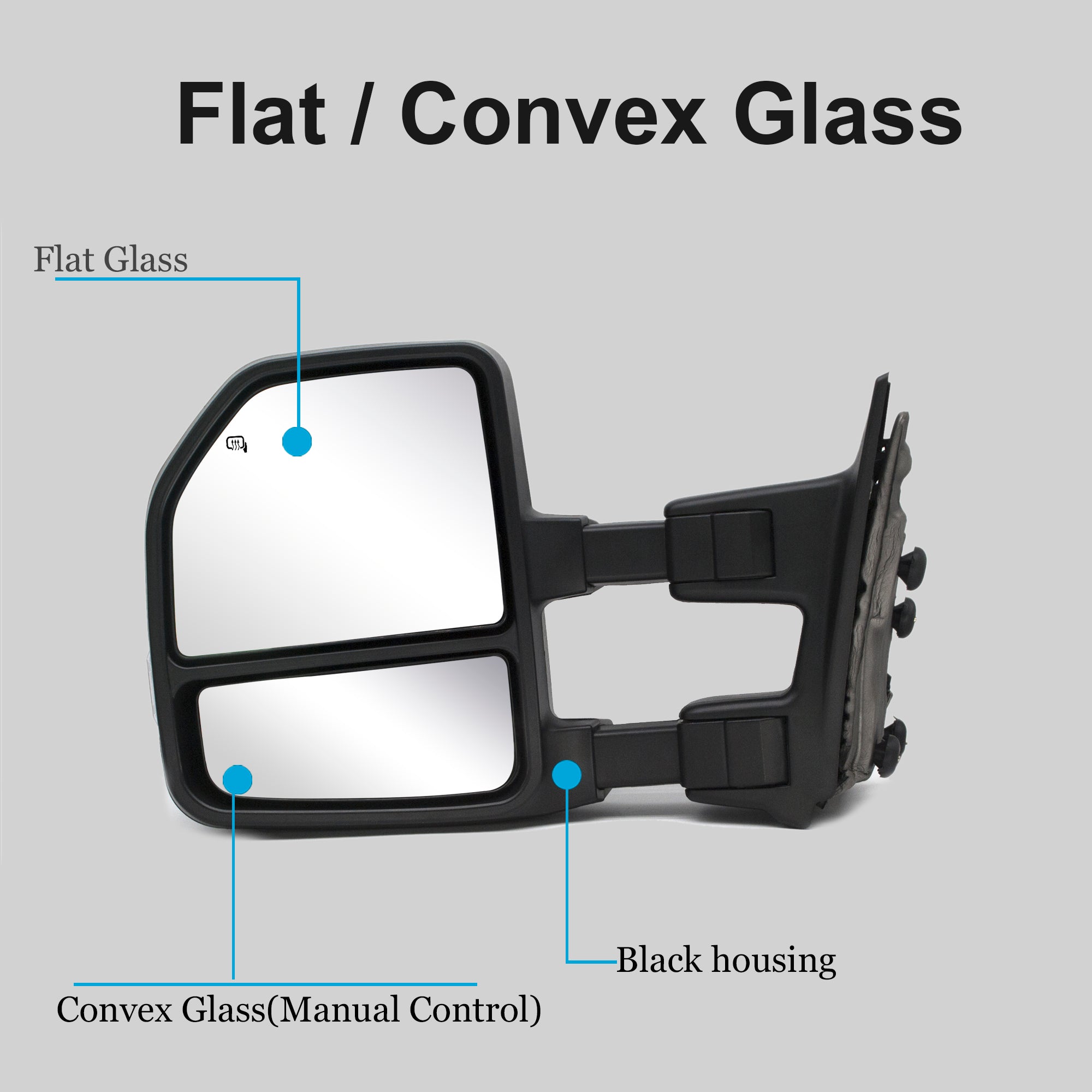 Towing Mirrors for 1999-2016 Ford F250 F350 F450 F550 Super Duty Manual Adjustment Glass Manual Extendable 18B