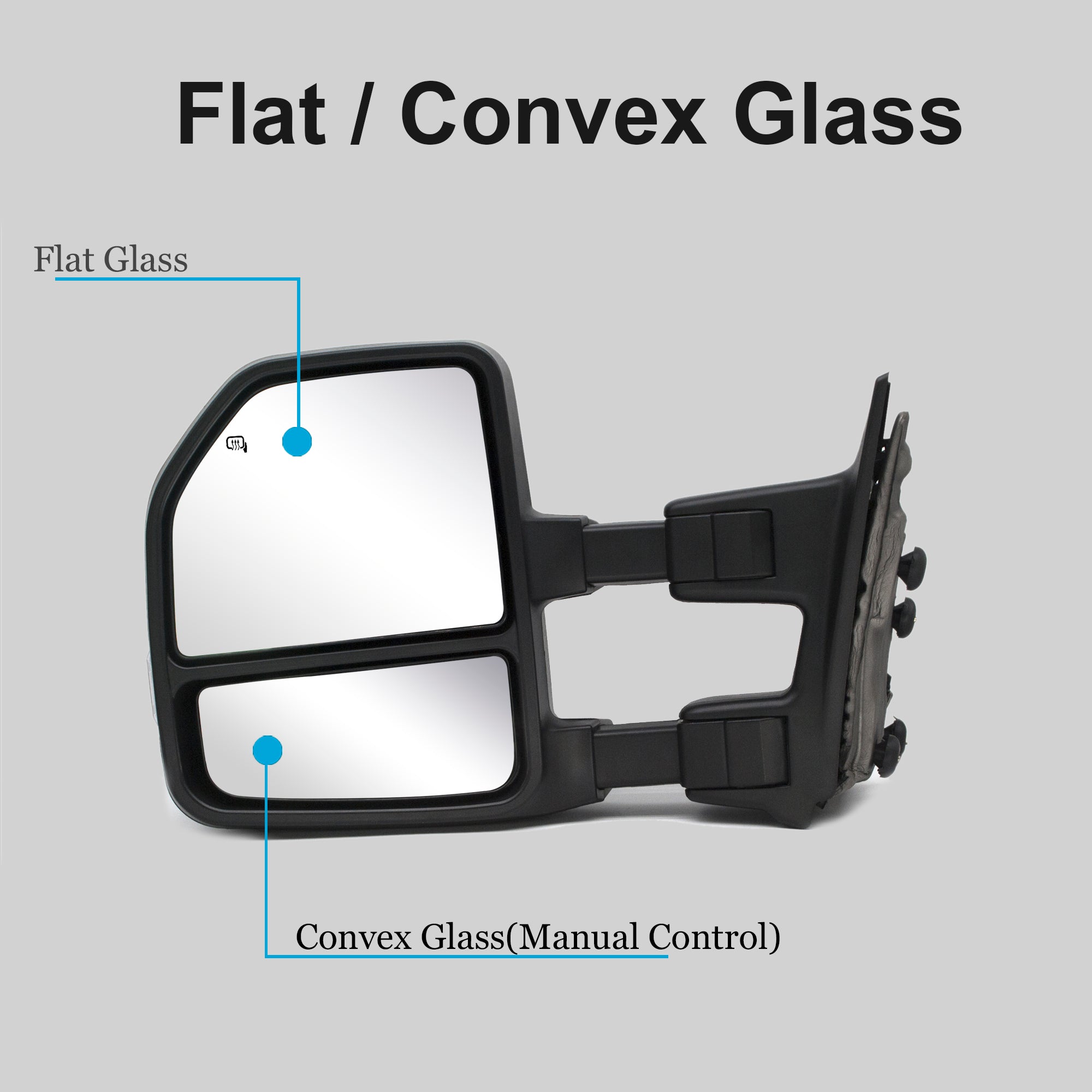 Towing Mirrors for 1999-2016 Ford F250 F350 F450 F550 Super Duty Manual Adjustment Glass Manual Extendable, Chrome Cap 18C