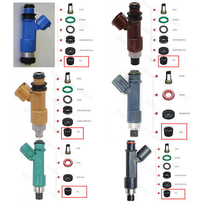 Fuel injector Pintle Cap Plastic Part TOP FEED MPI Fuel Injector Repair Kit, Size: 9.2x4.8x6.8mm PS-31004