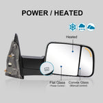 Load image into Gallery viewer, Towing Mirrors for 2002-2008 Dodge Ram 1500, 2003-2009 Dodge Ram 2500/3500 Pickup Truck, Power Heated Puddle Light Arrow Signal on Glass Manual Folding, Chrome Cap 9C

