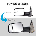 Load image into Gallery viewer, Towing Mirrors for 2002-2008 Dodge Ram 1500, 2003-2009 Dodge Ram 2500/3500, Pickup Truck Manual Folding and Flipping Black Housing 8B
