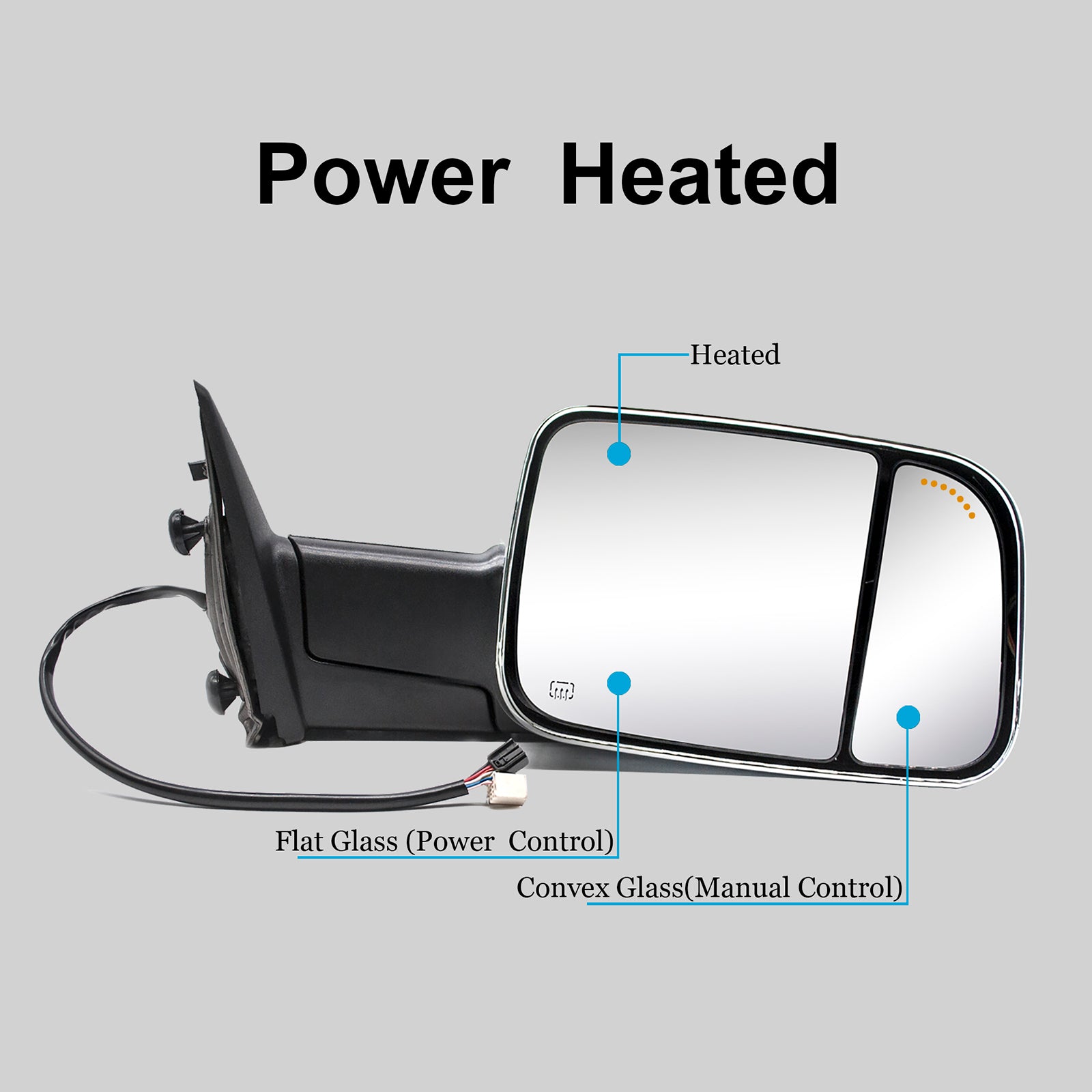 Towing Mirrors for 2009-2018 Dodge Ram 1500 2500 3500 Power Heated